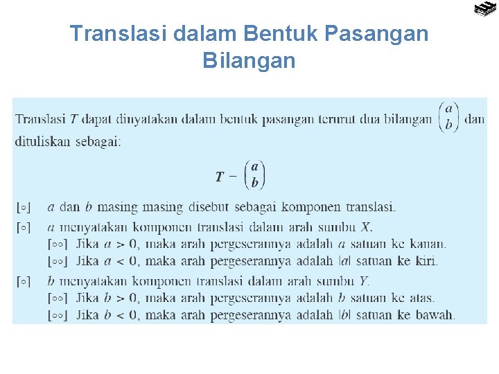 Translasi dalam Bentuk Pasangan Bilangan 