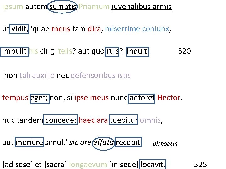ipsum autem sumptis Priamum iuvenalibus armis ut vidit, 'quae mens tam dira, miserrime coniunx,
