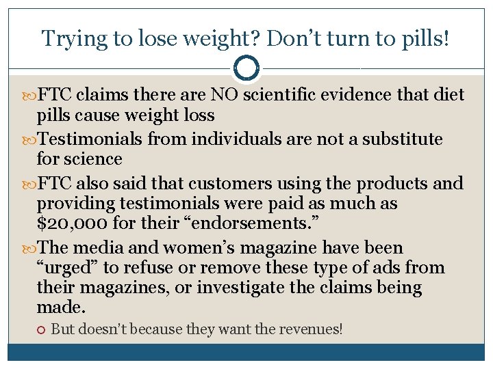 Trying to lose weight? Don’t turn to pills! FTC claims there are NO scientific