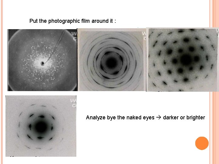Put the photographic film around it : Analyze bye the naked eyes darker or