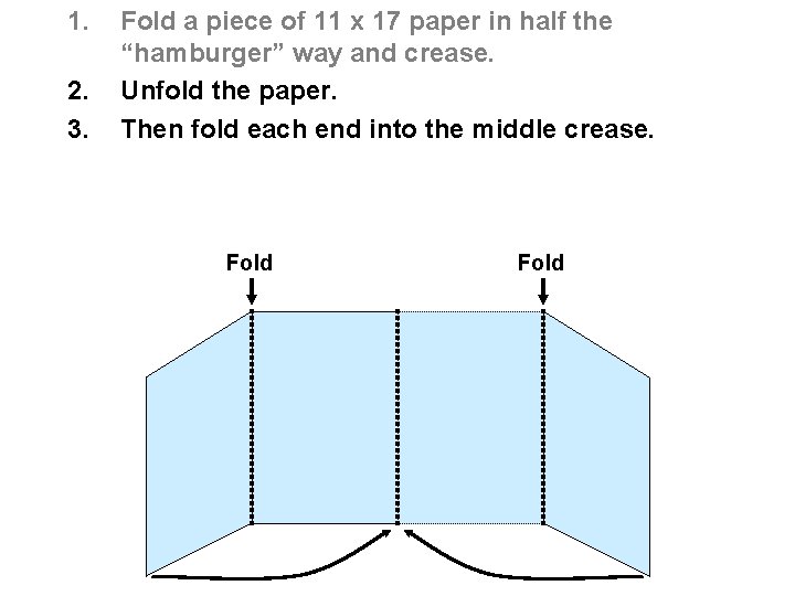 1. 2. 3. Fold a piece of 11 x 17 paper in half the