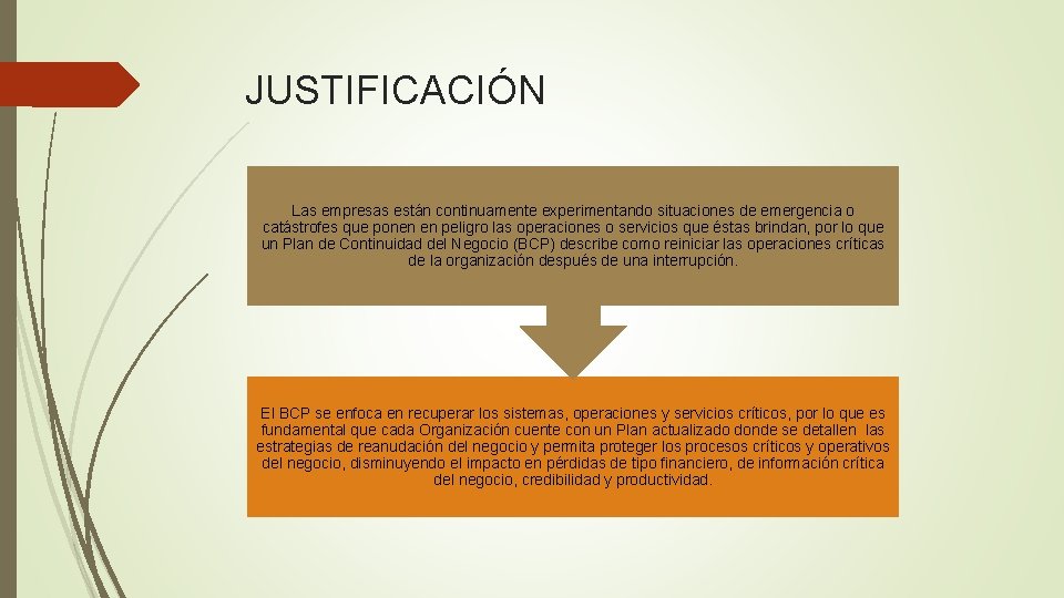 JUSTIFICACIÓN Las empresas están continuamente experimentando situaciones de emergencia o catástrofes que ponen en