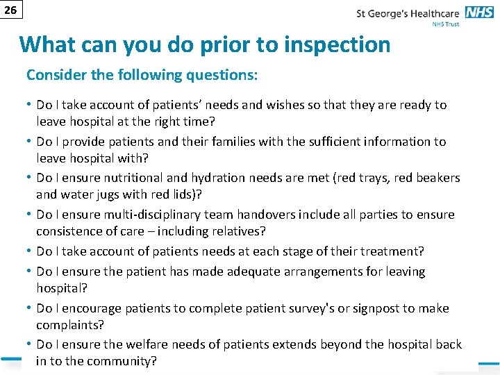 26 What can you do prior to inspection Consider the following questions: • Do