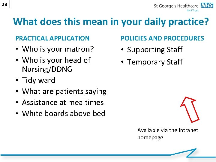 28 What does this mean in your daily practice? PRACTICAL APPLICATION POLICIES AND PROCEDURES