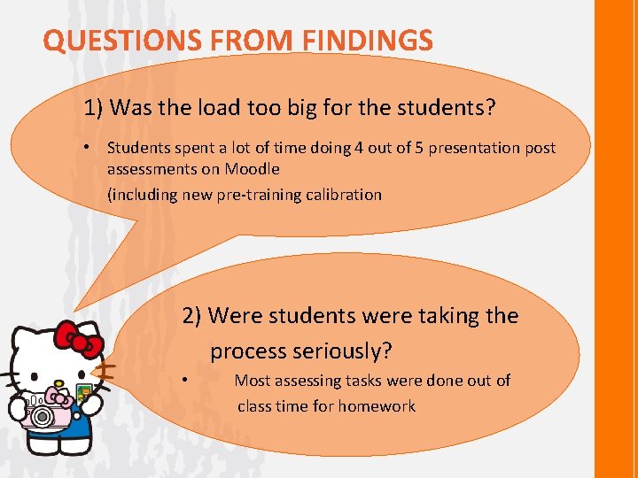 QUESTIONS FROM FINDINGS 1) Was the load too big for the students? • Students