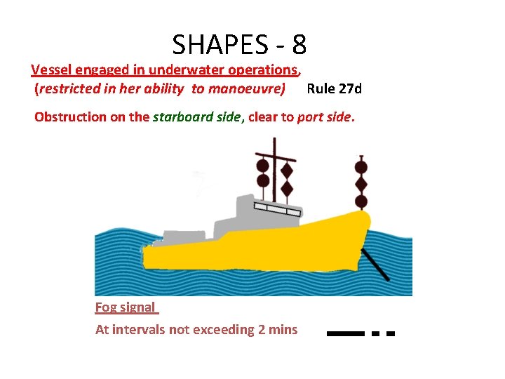 SHAPES - 8 Vessel engaged in underwater operations, (restricted in her ability to manoeuvre)