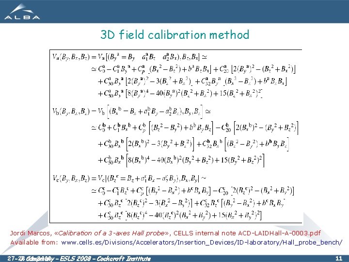 3 D field calibration method Jordi Marcos, «Calibration of a 3 -axes Hall probe»