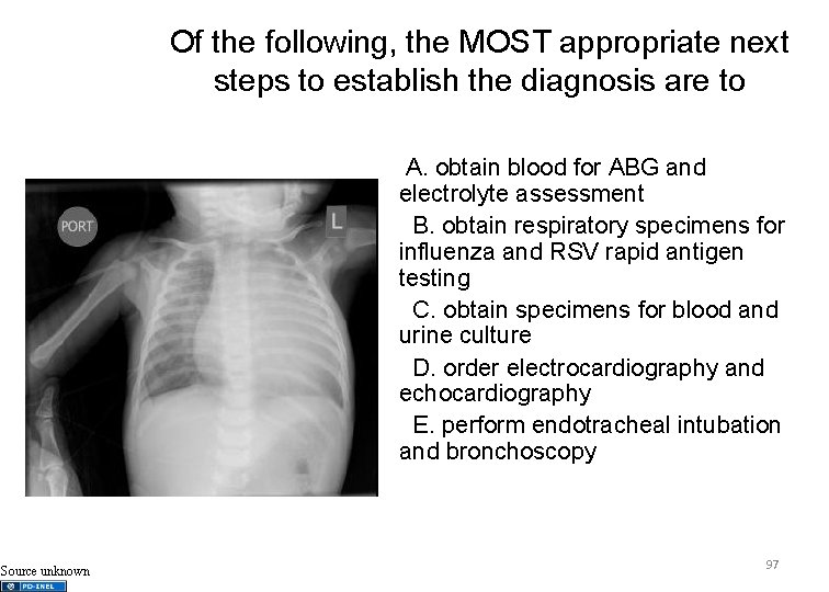 Of the following, the MOST appropriate next steps to establish the diagnosis are to