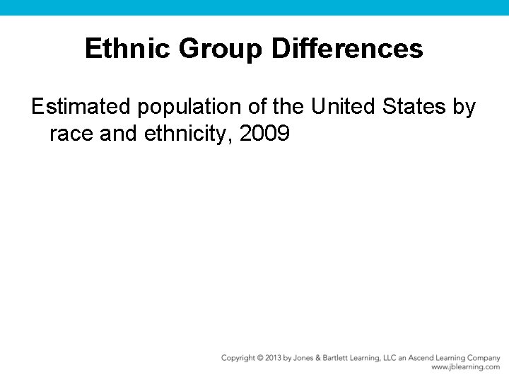 Ethnic Group Differences Estimated population of the United States by race and ethnicity, 2009