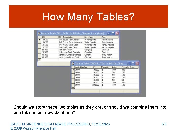 How Many Tables? Should we store these two tables as they are, or should