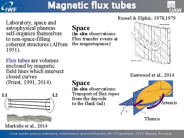 Magnetic flux tubes Laboratory, space and astrophysical plasmas Space (in-situ observations: self-organize themselves Flux