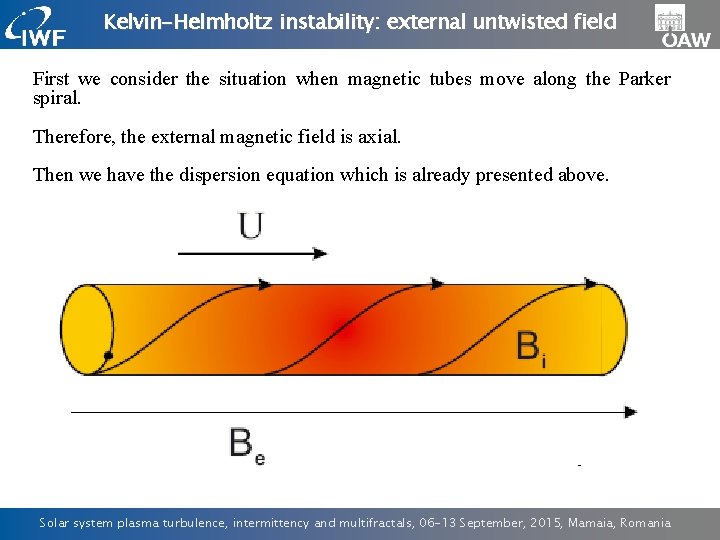 Kelvin-Helmholtz instability: external untwisted field First we consider the situation when magnetic tubes move