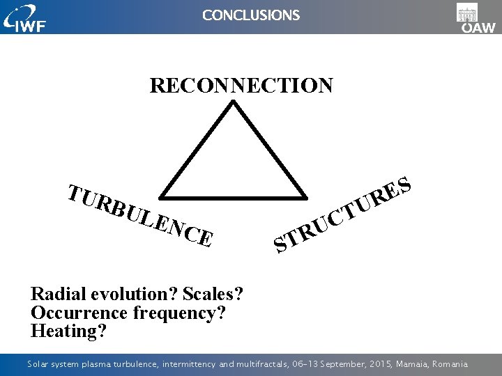 CONCLUSIONS RECONNECTION S E R U T C U TUR BUL ENC E R