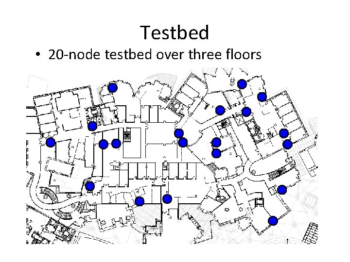 Testbed • 20 -node testbed over three floors 