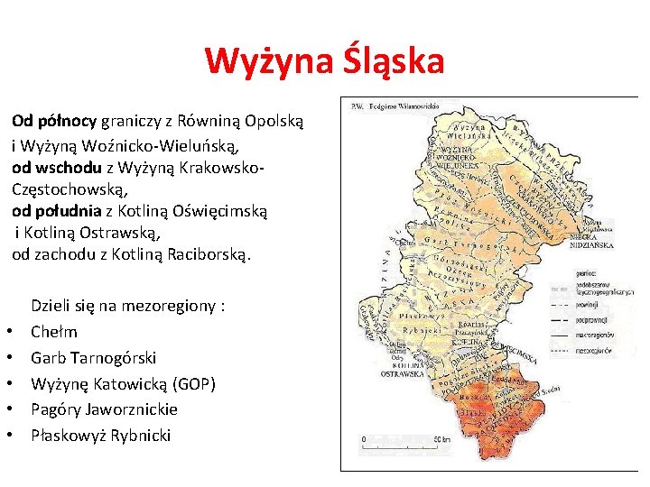 Wyżyna Śląska Od północy graniczy z Równiną Opolską i Wyżyną Woźnicko-Wieluńską, od wschodu z
