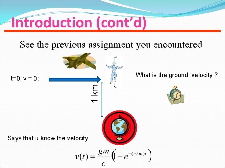 Introduction (cont’d) See the previous assignment you encountered What is the ground velocity ?