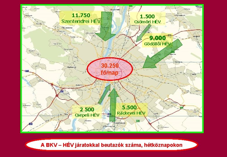 11. 750 1. 500 Szentendrei HÉV Csömöri HÉV 9. 000 Gödöllői HÉV 30. 250