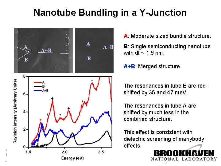 Nanotube Bundling in a Y-Junction A: Moderate sized bundle structure. A B A A+B