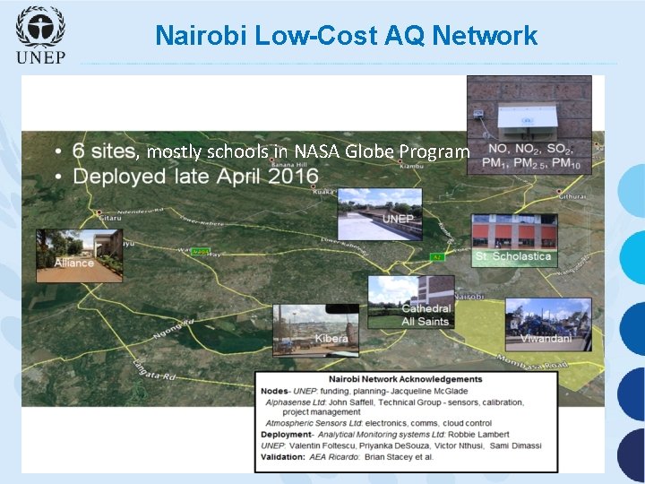 Nairobi Low-Cost AQ Network , mostly schools in NASA Globe Program 