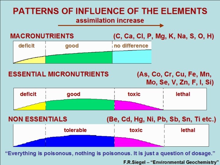 PATTERNS OF INFLUENCE OF THE ELEMENTS assimilation increase MACRONUTRIENTS (C, Ca, Cl, P, Mg,