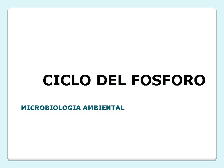CICLO DEL FOSFORO MICROBIOLOGIA AMBIENTAL 