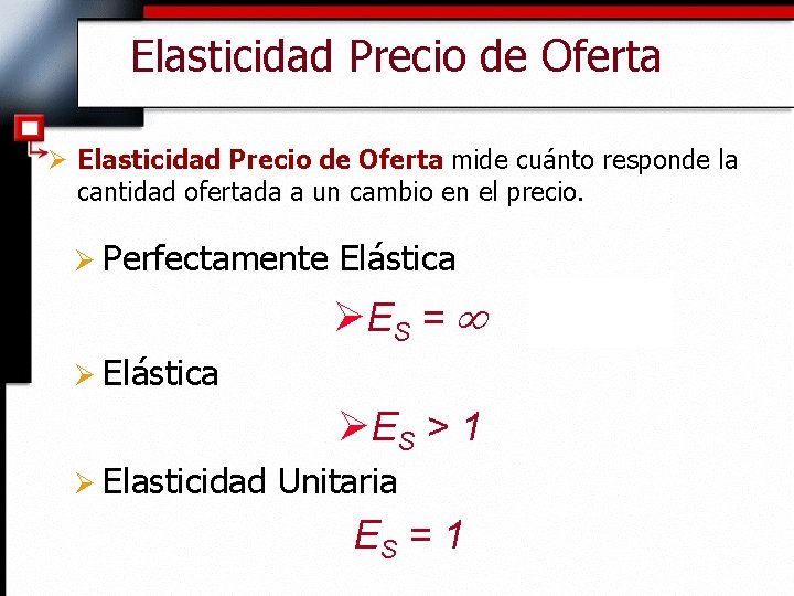 Elasticidad Precio de Oferta Ø Elasticidad Precio de Oferta mide cuánto responde la cantidad