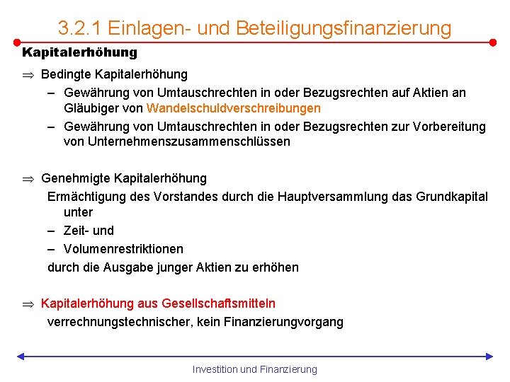 3. 2. 1 Einlagen- und Beteiligungsfinanzierung Kapitalerhöhung Bedingte Kapitalerhöhung – Gewährung von Umtauschrechten in