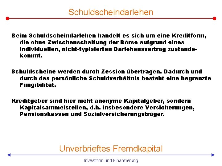 Schuldscheindarlehen Beim Schuldscheindarlehen handelt es sich um eine Kreditform, die ohne Zwischenschaltung der Börse