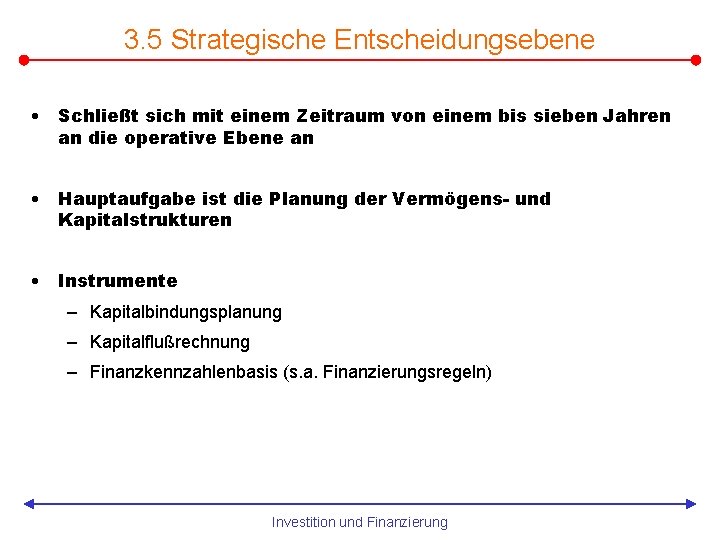3. 5 Strategische Entscheidungsebene • Schließt sich mit einem Zeitraum von einem bis sieben