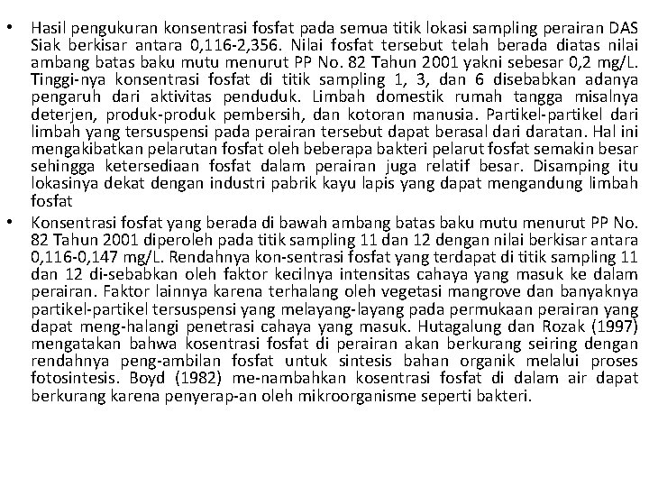  • Hasil pengukuran konsentrasi fosfat pada semua titik lokasi sampling perairan DAS Siak