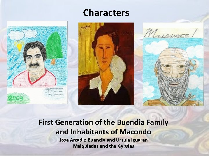 Characters First Generation of the Buendia Family and Inhabitants of Macondo Jose Arcadio Buendia