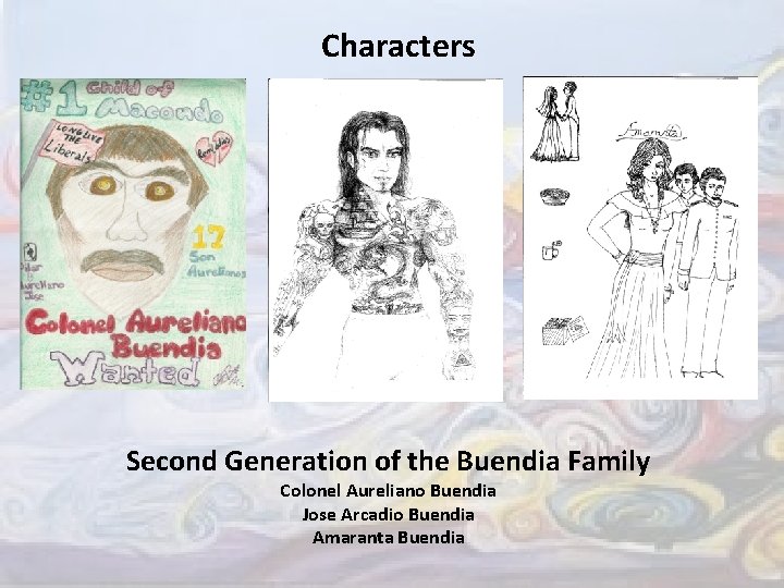 Characters Second Generation of the Buendia Family Colonel Aureliano Buendia Jose Arcadio Buendia Amaranta