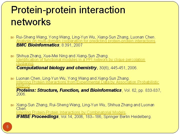 Protein-protein interaction networks Rui-Sheng Wang, Yong Wang, Ling-Yun Wu, Xiang-Sun Zhang, Luonan Chen. Analysis