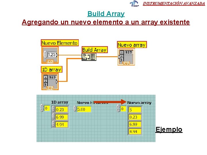 INSTRUMENTACIÓN AVANZADA Build Array Agregando un nuevo elemento a un array existente Ejemplo 