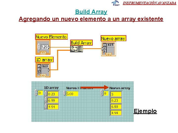 INSTRUMENTACIÓN AVANZADA Build Array Agregando un nuevo elemento a un array existente Ejemplo INSTRUMENTACIÓN AVANZADA Build Array Agregando un nuevo elemento a un array existente Ejemplo