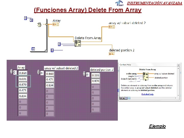 INSTRUMENTACIÓN AVANZADA (Funciones Array) Delete From Array Ejemplo 