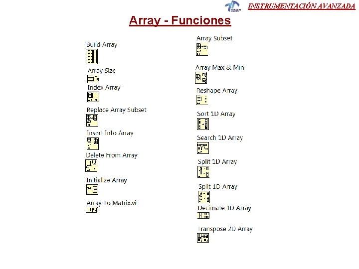 INSTRUMENTACIÓN AVANZADA Array - Funciones 