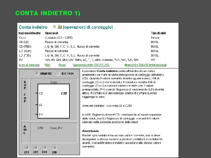 CONTA INDIETRO 1) 