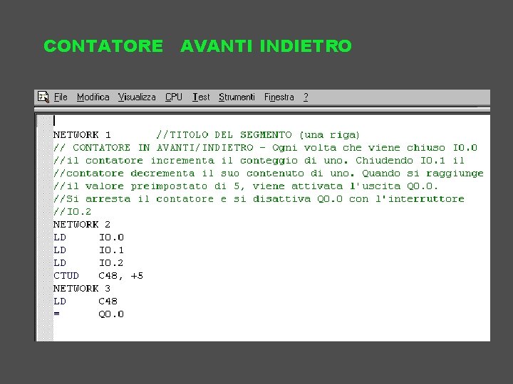 CONTATORE AVANTI INDIETRO 