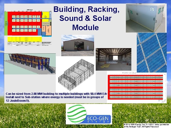 STRATEGIC ACTIONS PLAN Building, Racking, Sound & Solar Module Can be sized from 2.