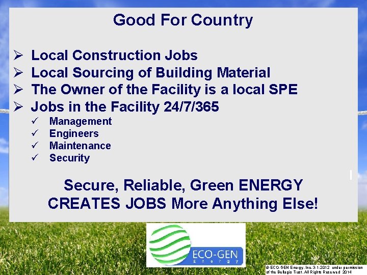 STRATEGIC Ø Local Construction Jobs ACTIONS PLAN Ø Local Sourcing of Building Material Good