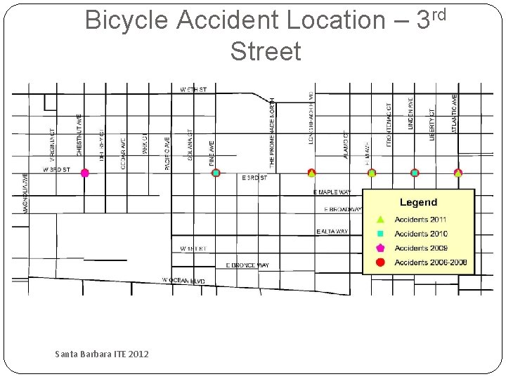 Bicycle Accident Location – 3 rd Street Santa Barbara ITE 2012 