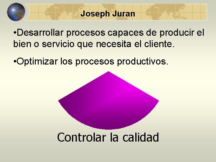 Joseph Juran • Desarrollar procesos capaces de producir el bien o servicio que necesita