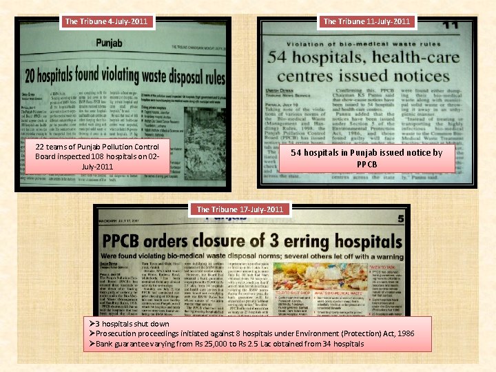 The Tribune 4 -July-2011 The Tribune 11 -July-2011 22 teams of Punjab Pollution Control