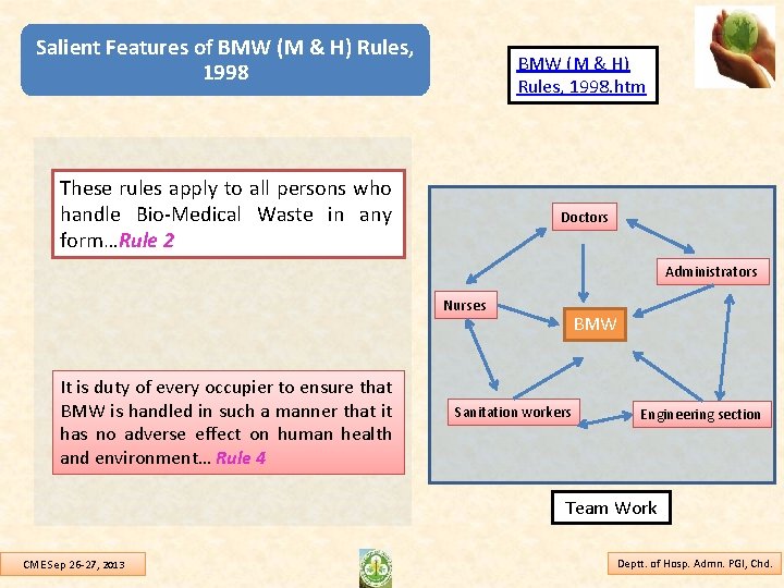 Salient Features of BMW (M & H) Rules, 1998. htm These rules apply to