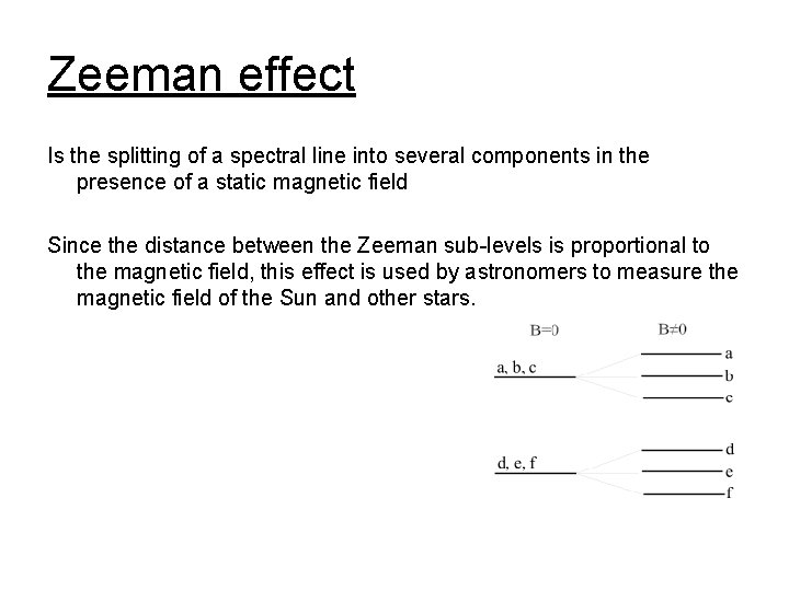 Zeeman effect Is the splitting of a spectral line into several components in the