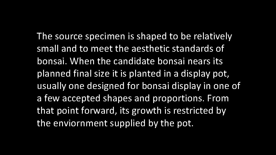 The source specimen is shaped to be relatively small and to meet the aesthetic