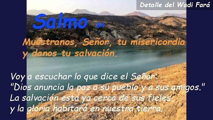 Salmo Detalle del Wadi Fará 84 Muéstranos, Señor, tu misericordia y danos tu salvación.