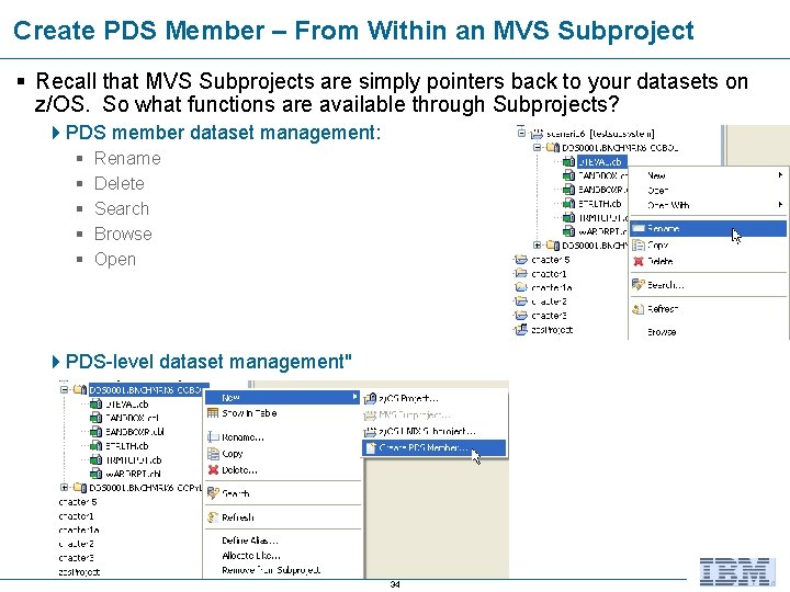 Create PDS Member – From Within an MVS Subproject § Recall that MVS Subprojects