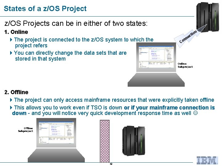 States of a z/OS Projects can be in either of two states: 1. Online